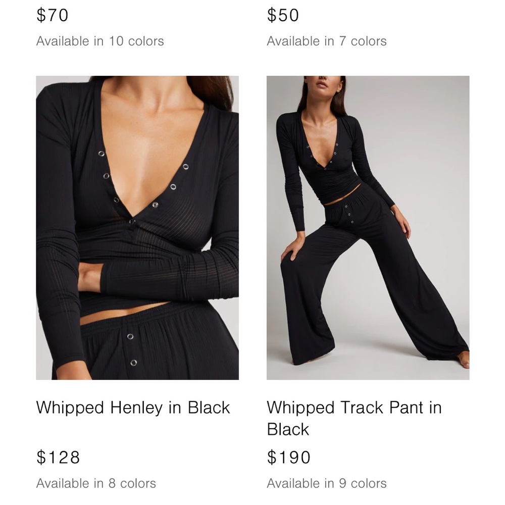 Black Whipped Henley and Track Pant Set